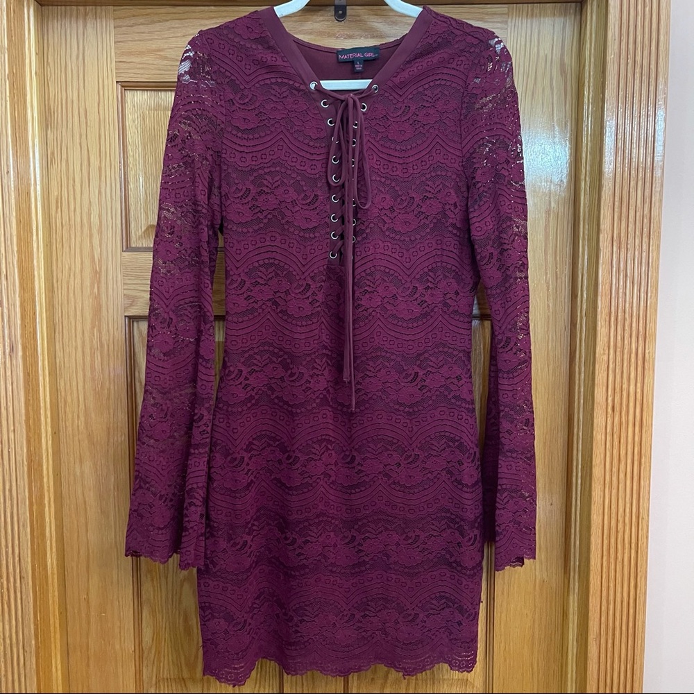 Long sleeve lace dress with bell sleeves